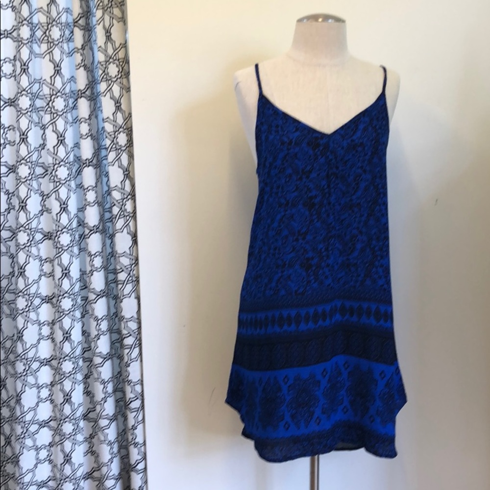 Blue Print Mini Slip Dress